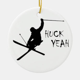 Huck Yeah (Skiing) Ceramic Ornament