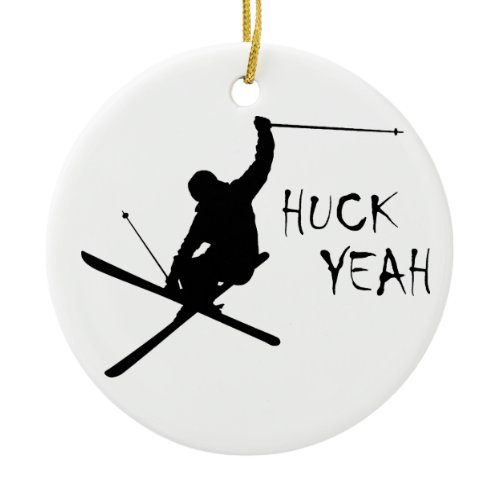 Huck Yeah (Skiing) Ceramic Ornament