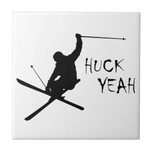 Huck Yeah (Skiing) Ceramic Tile