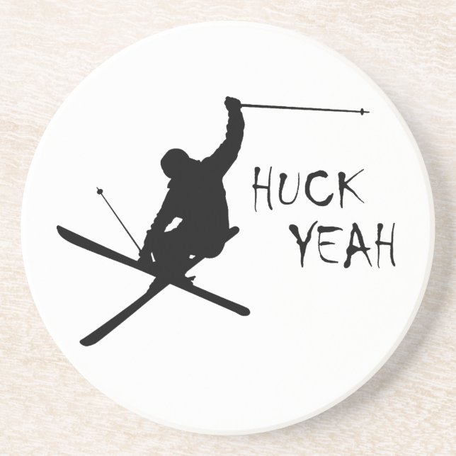 Huck Yeah (Skiing) Drink Coaster (Front)
