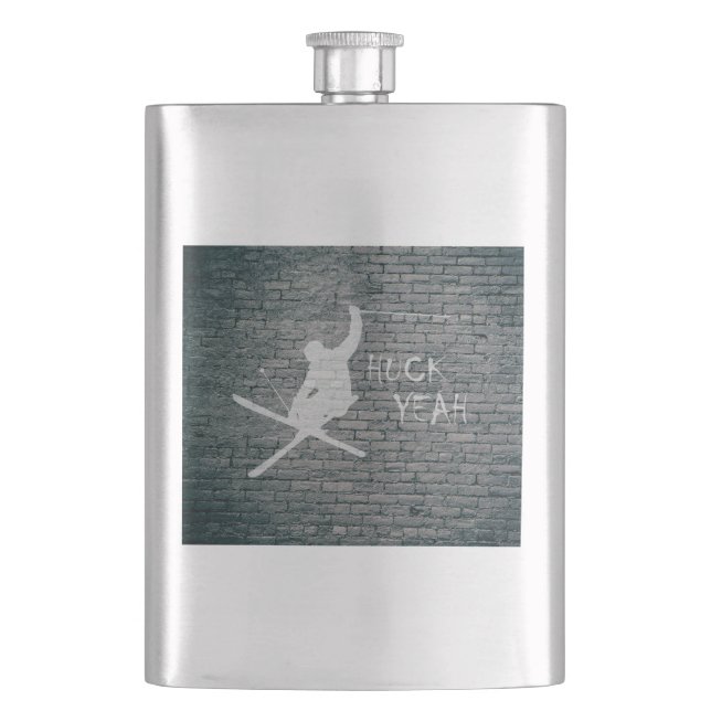 Huck Yeah (Skiing) Flask (Front)