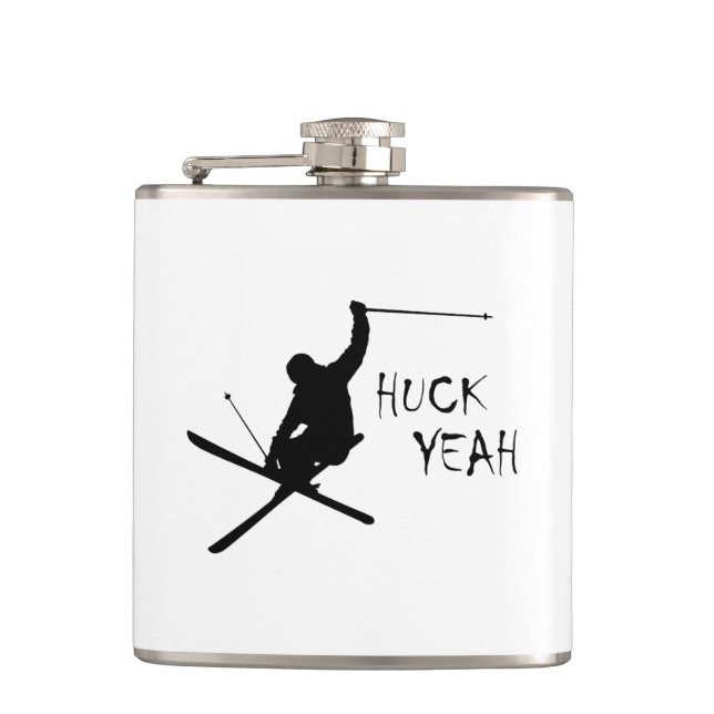 Huck Yeah (Skiing) Flask (Front)