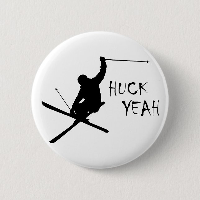 Huck Yeah (Skiing) Pinback Button (Front)