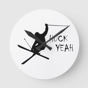 Huck Yeah (Skiing) Round Clock