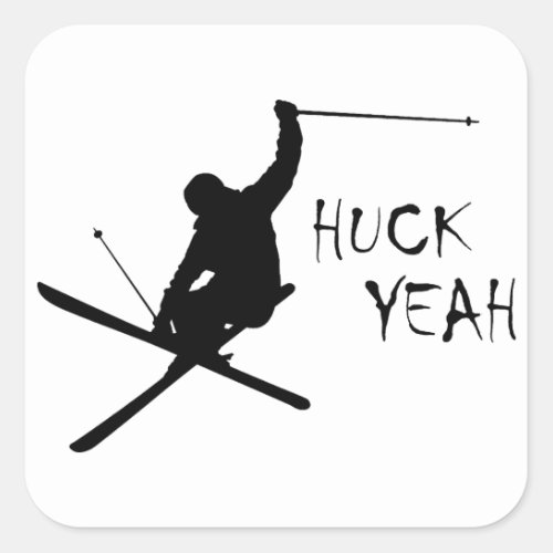 Huck Yeah Skiing Square Sticker