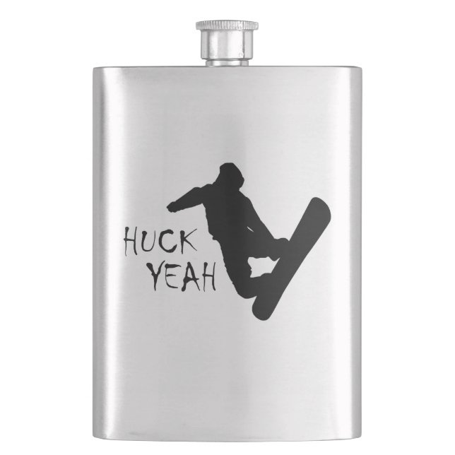 Huck Yeah (Snowboarding) Flask (Front)