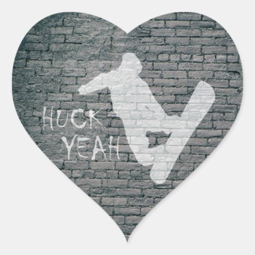 Huck Yeah Snowboarding Heart Sticker