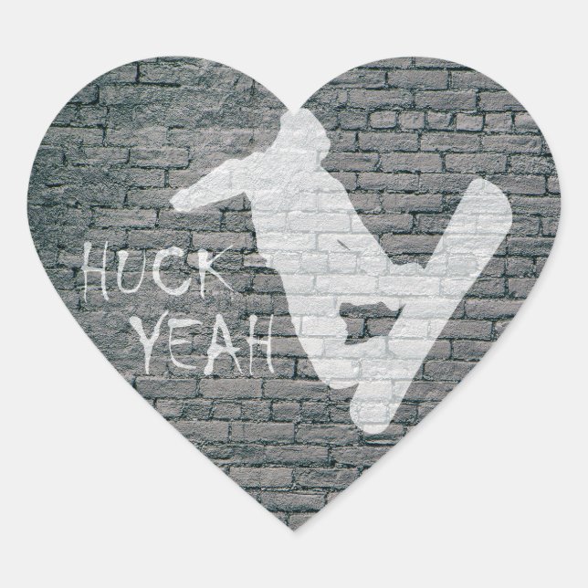 Huck Yeah (Snowboarding) Heart Sticker (Front)