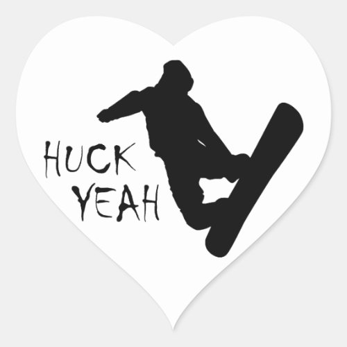 Huck Yeah Snowboarding Heart Sticker