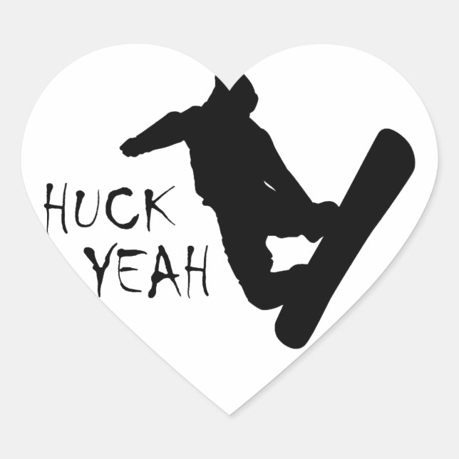 Huck Yeah (Snowboarding) Heart Sticker (Front)