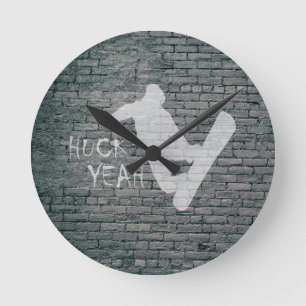 Huck Yeah (Snowboarding) Round Clock