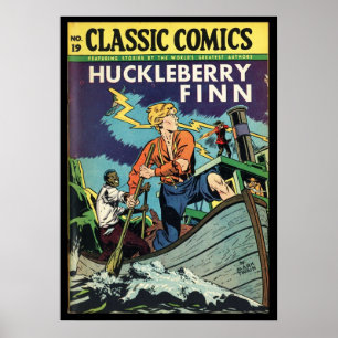 Huckleberry Finn Mark Twain Comic Book Cover Poster