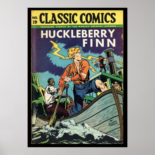 Huckleberry Finn Mark Twain Comic Book Cover Poster