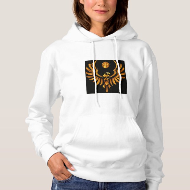 huddie with golden eagle design hoodie (Front)