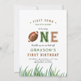 Huddle Up Football 1st Birthday Party Invitation
