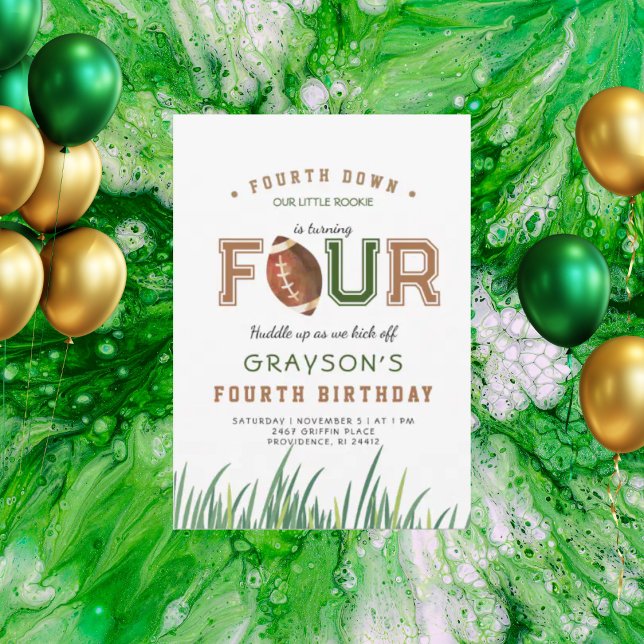 Huddle Up Football 4th Birthday Party Invitation (Creator Uploaded)