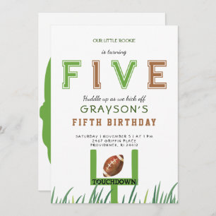 Huddle Up Football 5th Birthday Party Invitation