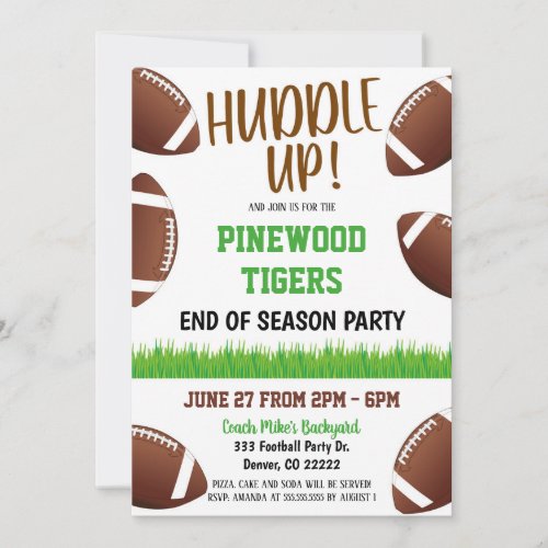 Huddle Up Football Team Party Invitation