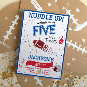 Huddle Up Little Rookie Cute Football Birthday Invitation