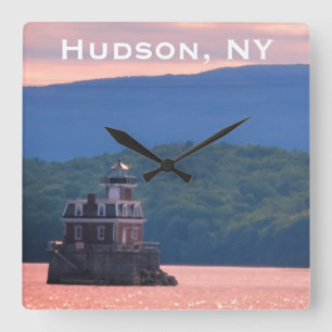 Hudson Athens Lighthouse - Hudson City Light, NY Square Wall Clock
