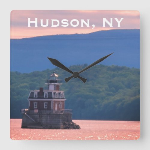 Hudson Athens Lighthouse _ Hudson City Light NY Square Wall Clock