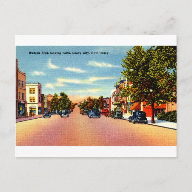 Hudson Blvd, Jersey City, New Jersey Postcard (Front)