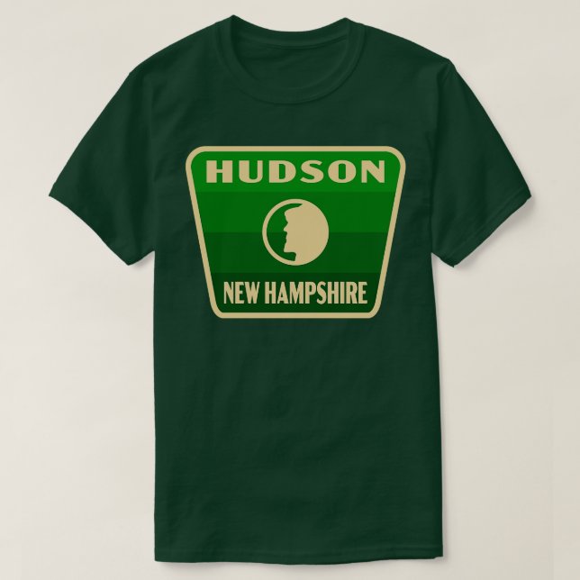 Hudson New Hampshire Retro Badge Green T-Shirt (Design Front)