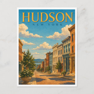 Hudson New York Warren Street GeoSaga Postcard