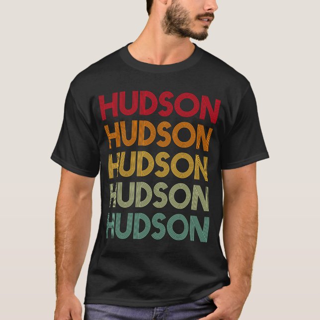 Hudson Retro Name Humor Nickname T-Shirt (Front)