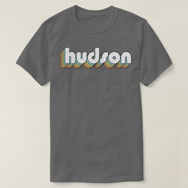 Hudson Retro Rainbow Typography Faded Style T-Shirt (Design Front)