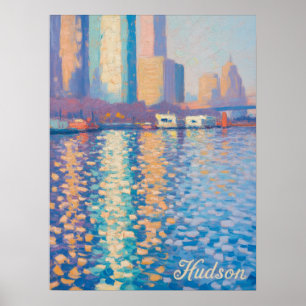Hudson River Impasto Impression Poster