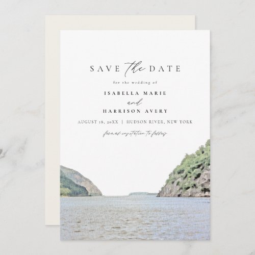 HUDSON RIVER New York Watercolor Save the Date Invitation