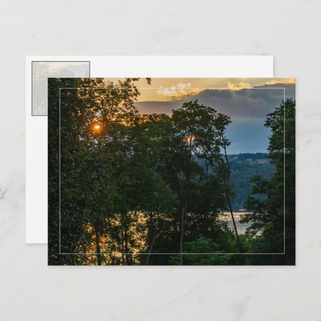 Hudson River Summer Evening W/Border Postcard (Front/Back)