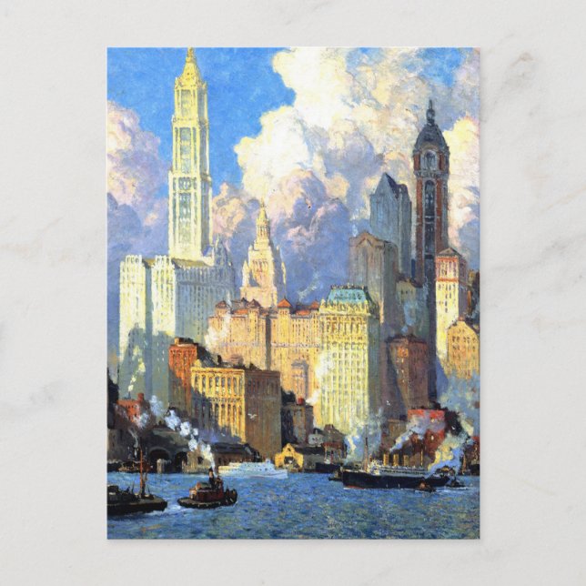 Hudson River Waterfront - Colin Campbell Cooper Postcard (Front)
