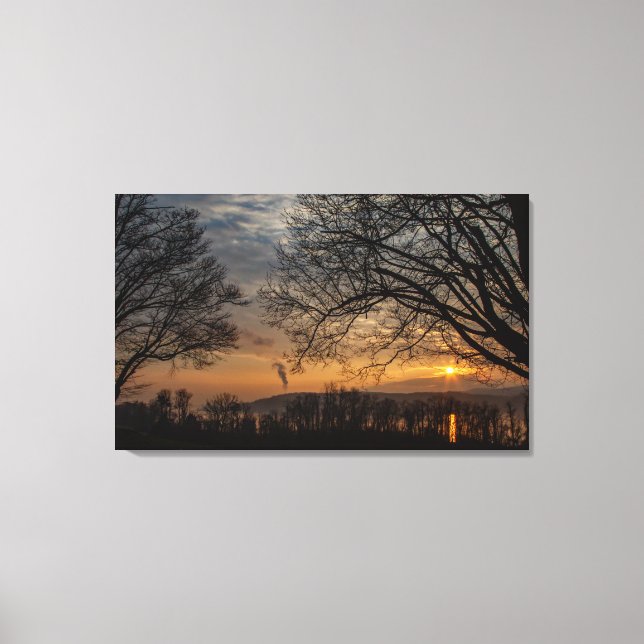 Hudson River Winter Sunset Canvas Print (Front)