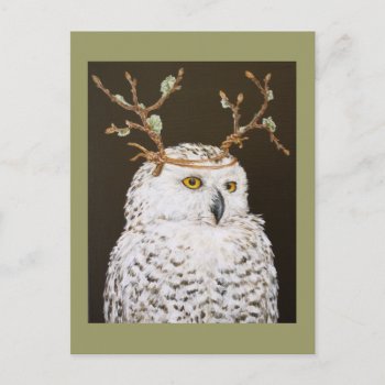 Hudson The Snowy Owl Postcard by vickisawyer at Zazzle