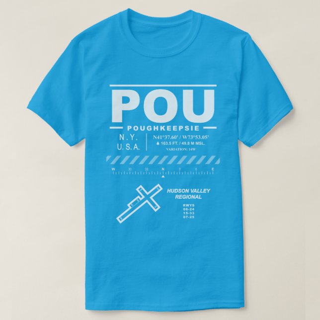Hudson Valley Regional Airport POU T-Shirt (Design Front)