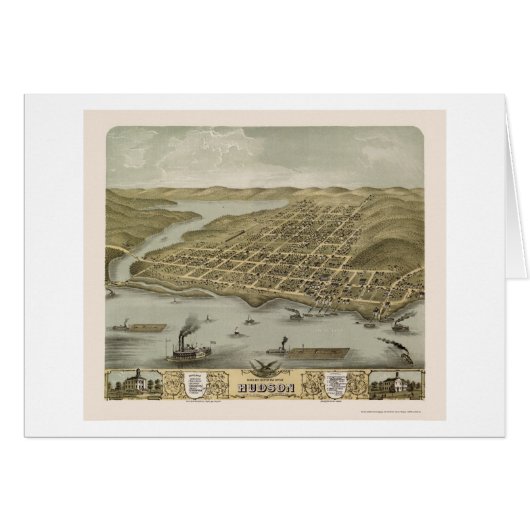Hudson, WI Panoramic Map - 1870 Cards (Front Horizontal)