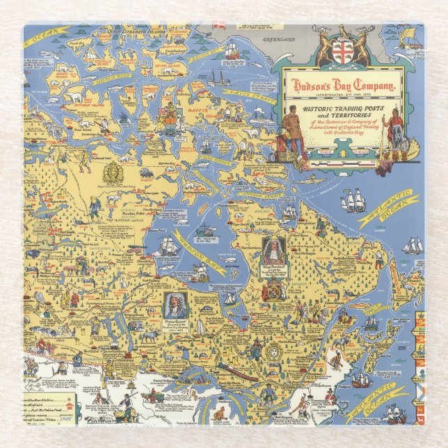 Hudson's Bay Company - Map of Canada Glass Coaster (Front)