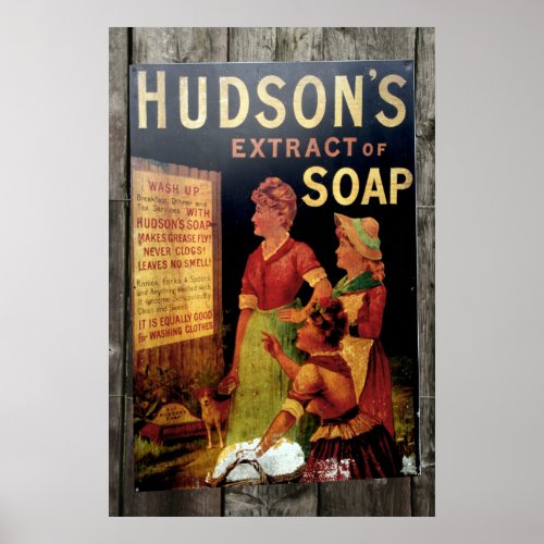Hudsons Soap Vintage Poster Print