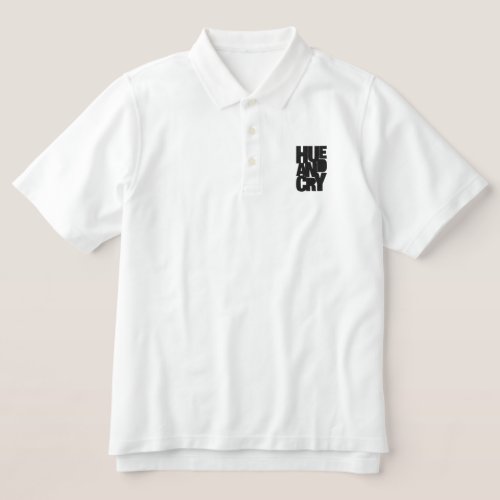 Hue And Cry _ Embroidered _ PoloShirt MensWhite Embroidered Polo Shirt