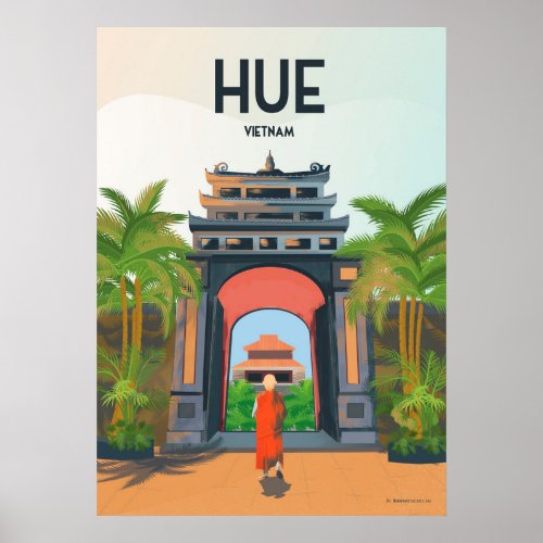 Hue vietnam vintnam travel poster