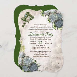 Hues of Beach Green & Succulent Bachelorette Party Invitation