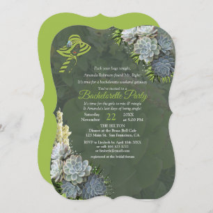 Hues of Beach Green & Succulent Bachelorette Party Invitation