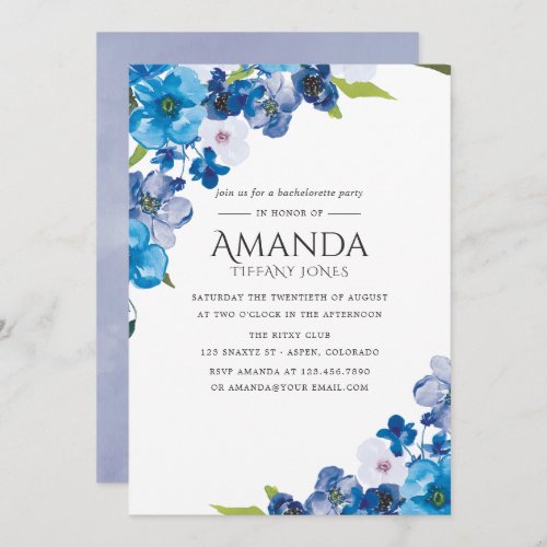 Hues of Blue Floral Bachelorette Party invitation