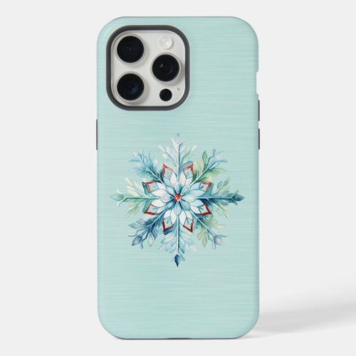 Hues of Blue Green Turquoise Giant Snowflake iPhone 15 Pro Max Case