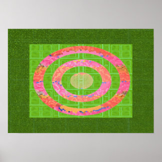HUEs of Green and Chakra Oval Stainedglass Pink Poster
