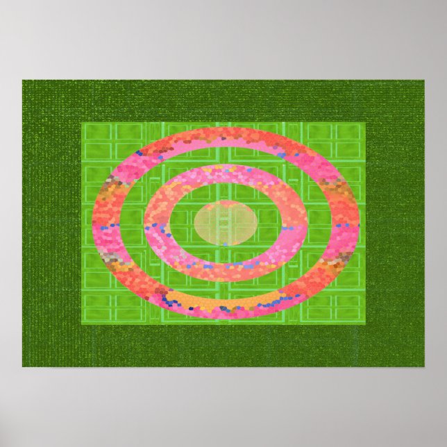 HUEs of Green and  Chakra Oval Stainedglass Pink Poster (Front)