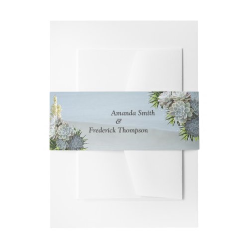 Hues of Pale Blues  Envelope Band Invitation Belly Band