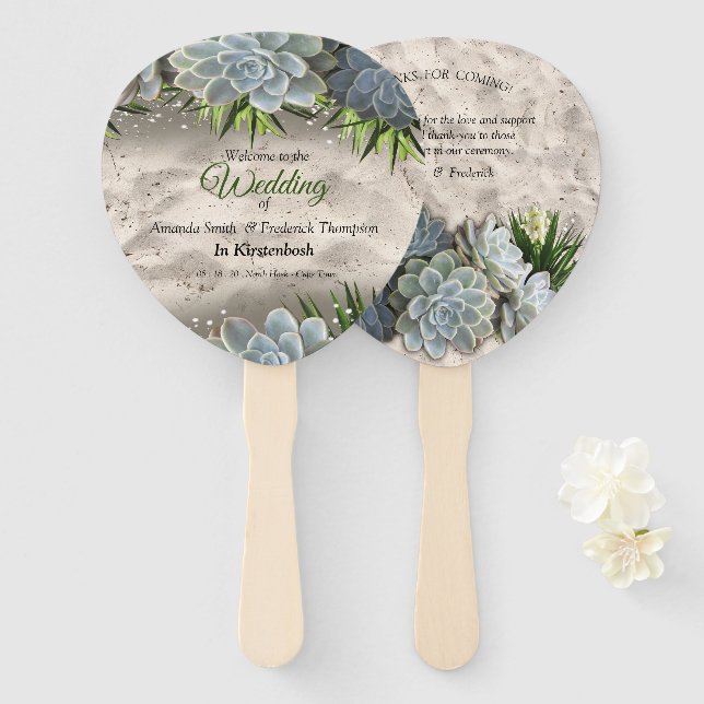 Hues of pale blues hand fan (Front and Back)